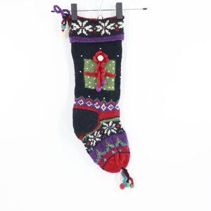 Handmade Wool Christmas Stocking Fair Colorful Isle Present Snowflake Santa